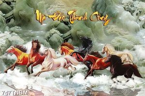 Tranh mã đáo thành công giả ngọc in kính