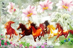 Tranh hoa ghép và mã đáo thành công trang trí phòng khách