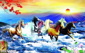 Tranh bát mã vượt con nước chất lượng cao
