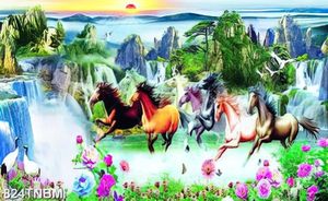 Tranh gắn tường bát mã sơn thủy chất lượng cao