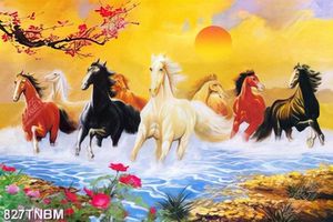 Tranh sơn dầu chất lượng cao bát mã vượt sông đẹp nhất