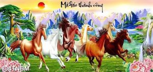 Tranh sơn dầu mã đáo thành công file PSD