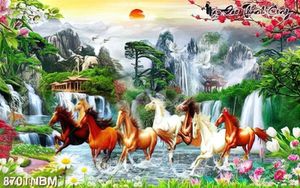 Tranh bát mã sơn thủy file gốc