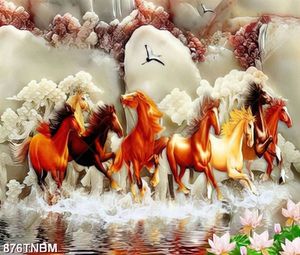 Tranh đá decor bát mã in kính