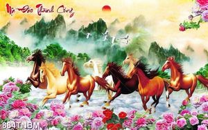 Tranh decor mã đáo thành công gắn tường chất lượng cao in uv