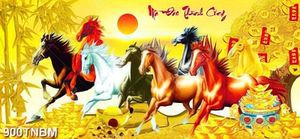 Tranh kim tiền mã đáo thành công in uv