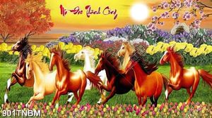 Tranh mã đáo thành công decor hoa tulip đẹp