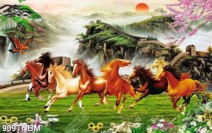 Tranh bát mã và hoa decor phòng khách đẹp nhất