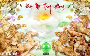 Tranh đá giả ngọc bát mã truy phong chất lượng cao