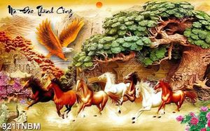 Tranh đá bát mã và đại bàng file gốc