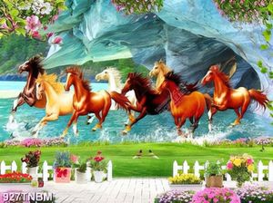 Tranh decor nghệ thuật bát mã và hoa chất lượng cao