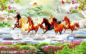 Tranh giả ngọc mã đáo thành công decor tường