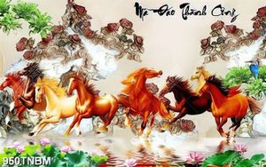 Tranh đá giả ngọc mã đáo thành công decor tường