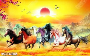 Tranh bát mã dưới ánh mặt trời đẹp in uv