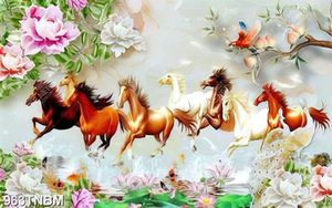 Tranh 3D đá giả ngọc bát mã trên hồ sen và cá chép file PSD