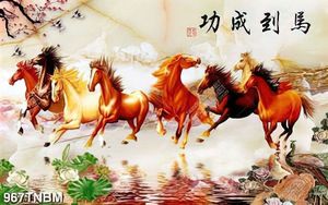 Tranh bát mã chữ hán nghệ thuật