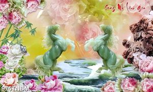 Tranh đá song mã lâm gia chất lượng cao