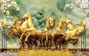 Tranh đá giả ngọc bát mã decor tường chất lượng cao