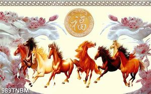 Tranh thư pháp bát mã 3D đẹp nhất in kính