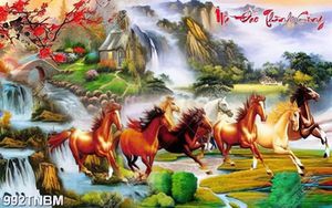 Tranh sơn dầu mã đáo thành công decor tường