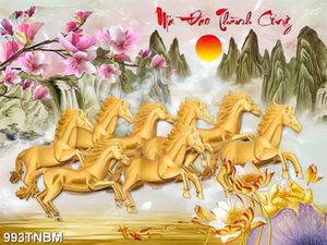 Tranh tượng bát mã bàng vàng chất lượng cao