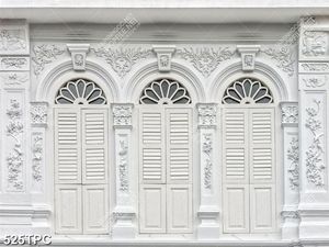 Tranh phào chỉ 8d những cánh cửa màu trắng xám cổ điển