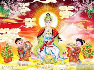 Tranh Phật Bà Quan Âm ngồi