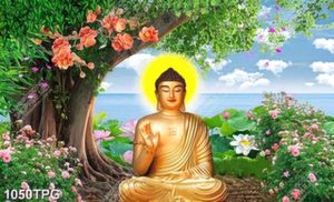 Tranh tượng Phật Tổ dưới cây bồ đề