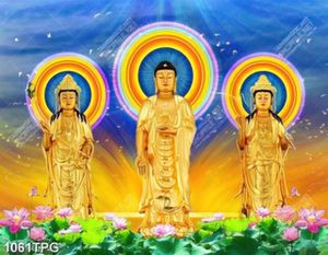 Tranh tường Phật Tổ và 2 vị Bồ Tát bằng vàng