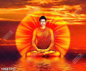 Tranh Phật Thích Ca và hoàng hôn