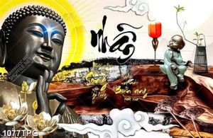Tranh tranh tượng Pht và thư pháp chữ nhẫn