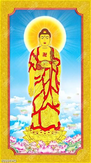 Tranh Phật Tổ mạ vàng