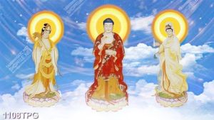 Tranh Phật Quan Âm và Phật Tổ trên trời
