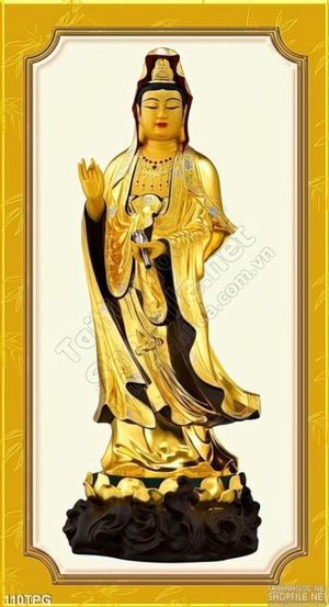 Tranh phật Quan Âm  Bồ Tát tượng vàng
