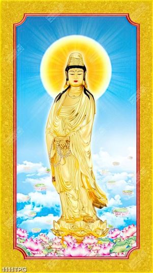 Tranh Phật Quan Âm mạ vàng đẹp