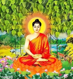Tranh Phật dưới cây bồ đề