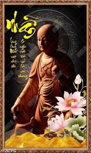 Tranh Phật và thư pháp chữ nhẫn