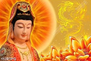 Tranh Phật Quan Âm và hoa Sen