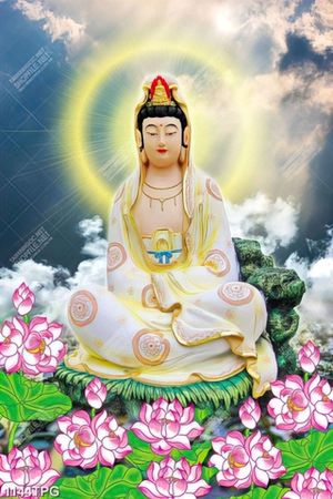 Tranh tượng Quân Âm và hoa Sen