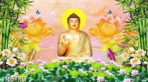 Tranh Phật Thích Ca và tre