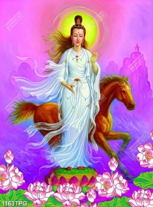 Tranh sơn dầu Phật Quan Âm và ngựa