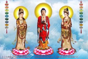 Tranh Phật Thích Ca và 2 Bồ Tát chất lượng cao