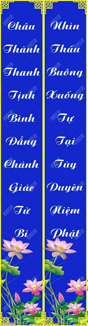 Tranh câu đối kinh Phật in kính chất lượng cao