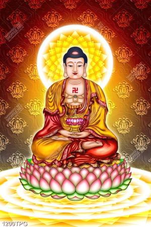 Tranh Phật A Di Đà in kính chất lượng cao