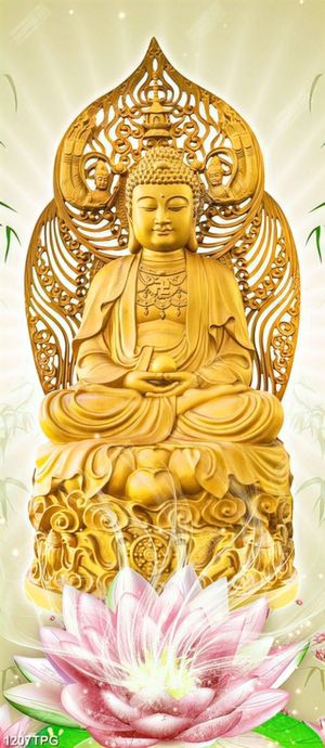 Tranh điêu khắc gỗ tượng Phật A Di Đà