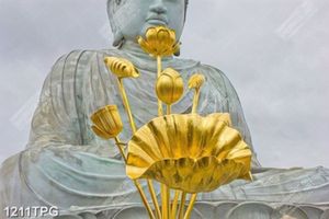 Tranh Tượng Phật và Sen vàng chất lượng cao