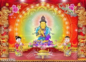Tranh thờ Phật Quân Âm Bồ Tát và tiên đồng