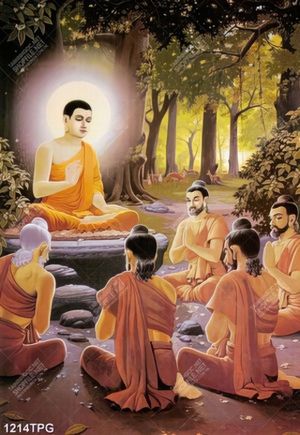 Tranh Phật Thích Ca dạy kinh Phật