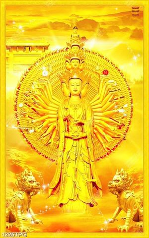 Tranh Tượng Phật nghìn tay mạ vàng chất lượng cao