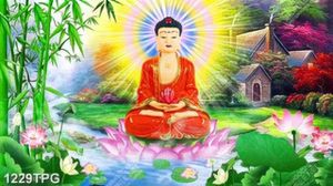 Tranh Tranh Phật A Di Đà và phong cảnh